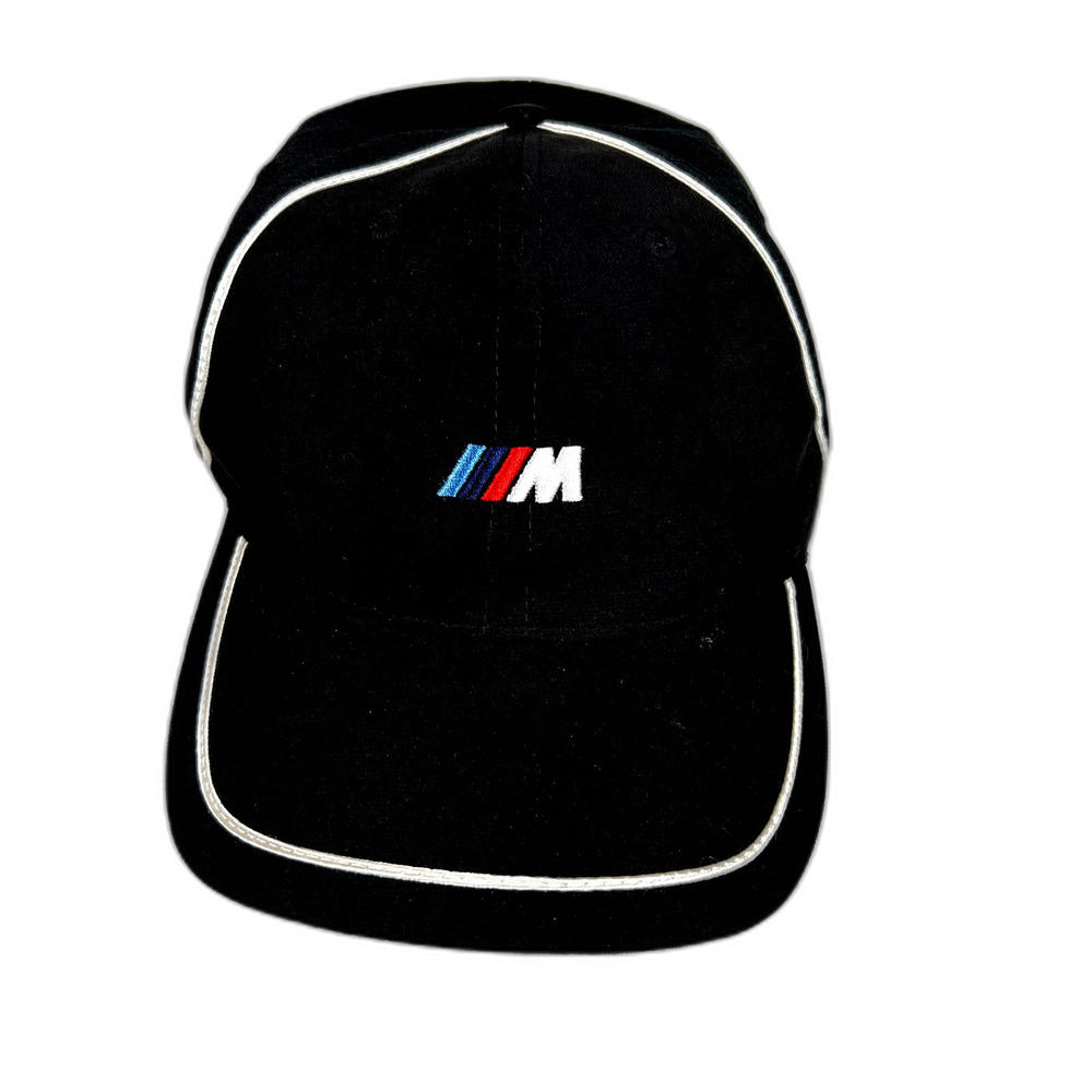 BMW Lifestyle M Series Cap Black w/White Stripes Adjustable Embroidered Logo